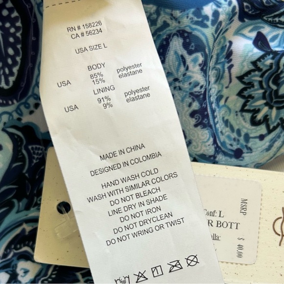 Phax Swim Paisley Floral Print intermediate hipster bottoms womens size large - Picture 5 of 8